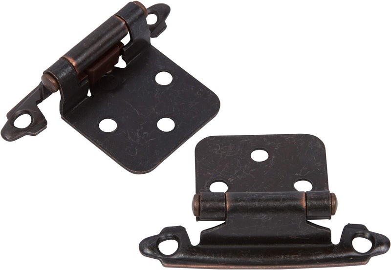 DecoBasics Oil Rubbed Bronze Cabinet Hinges for Kitchen Cabinets (25 Pair -50 Pcs) -1/2" Overlay (Variable) -Self Closing Kitchen Cabinet Hinges Flush Mount w/Silicon Bumpers & Upgraded Screws - Image 5